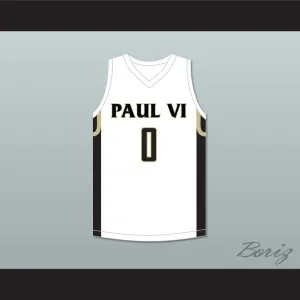 Trevor Keels 0 Paul VI Catholic High School Panthers White Basketball Jersey 1