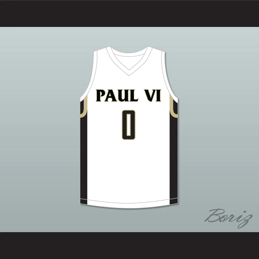 Trevor Keels 0 Paul VI Catholic High School Panthers White Basketball Jersey 1