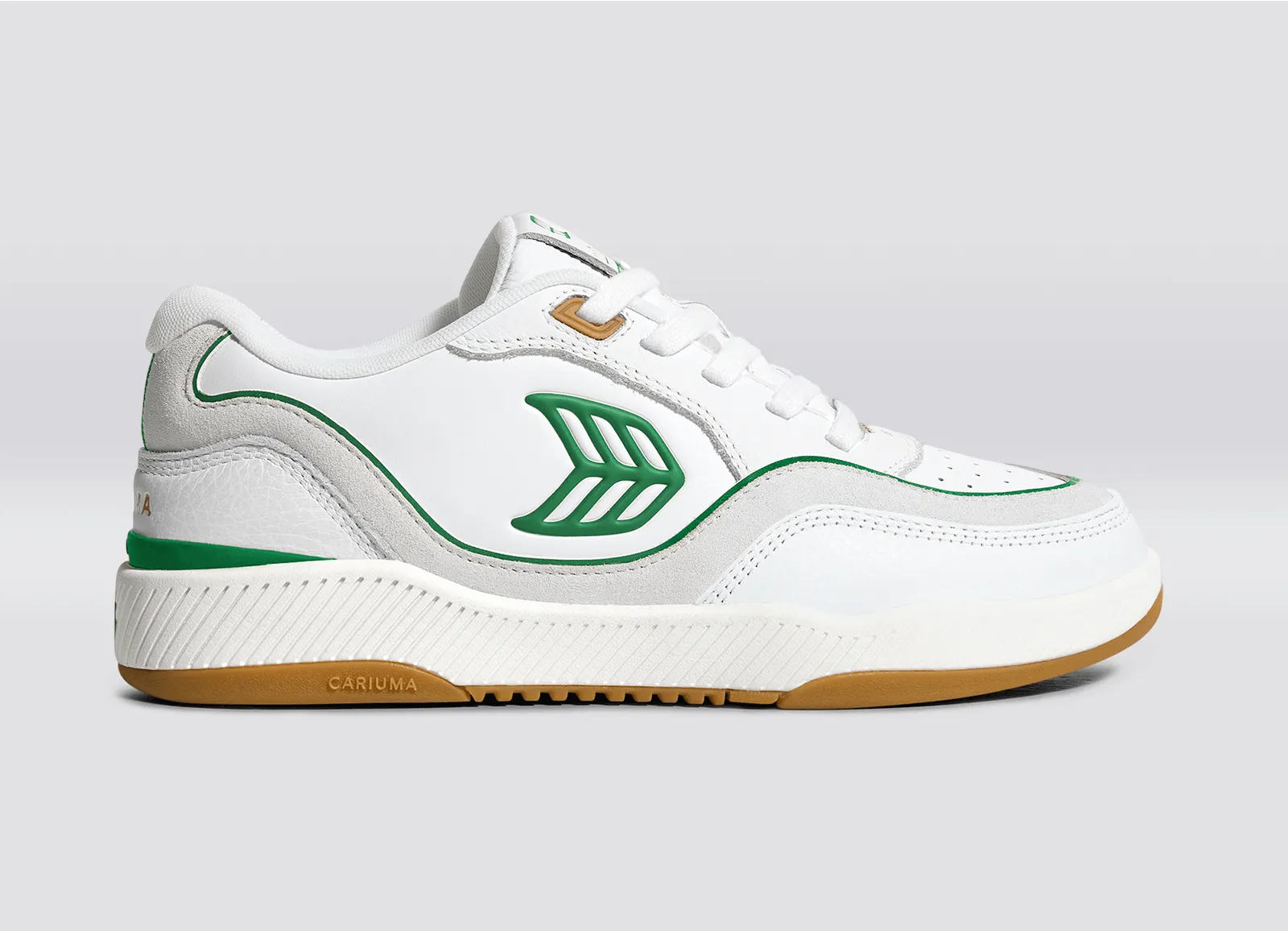 UBA Gum White Leather Green Logo Sneaker Men