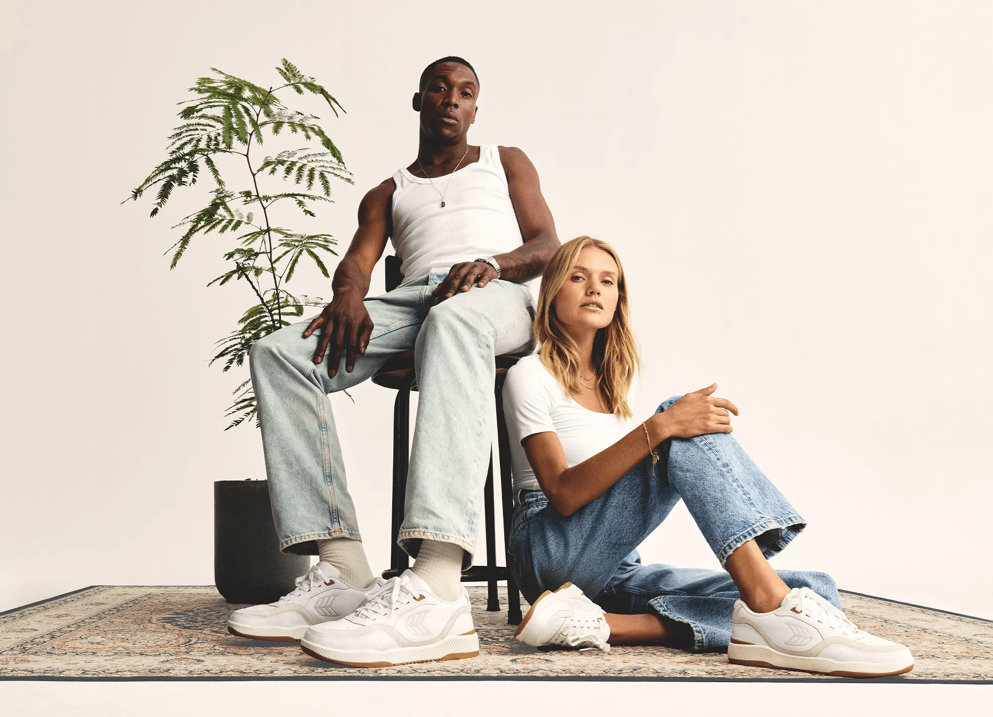 UBA Gum White Leather Green Logo Sneaker Men