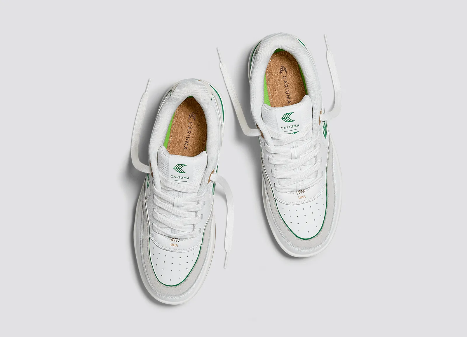 UBA Gum White Leather Green Logo Sneaker Men