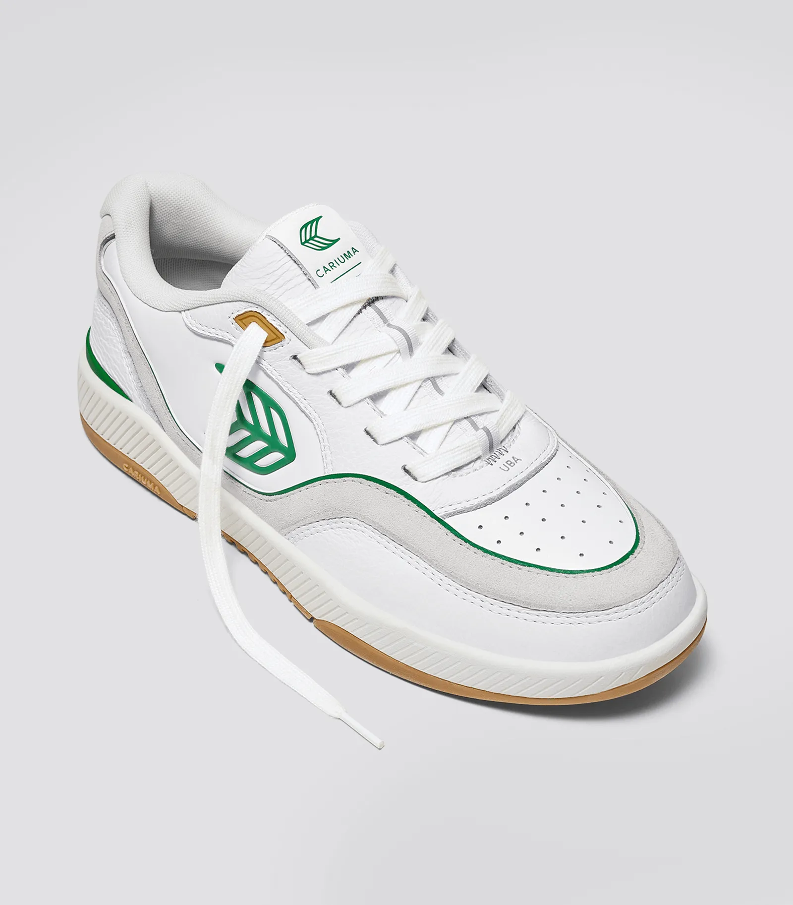 UBA Gum White Leather Green Logo Sneaker Men
