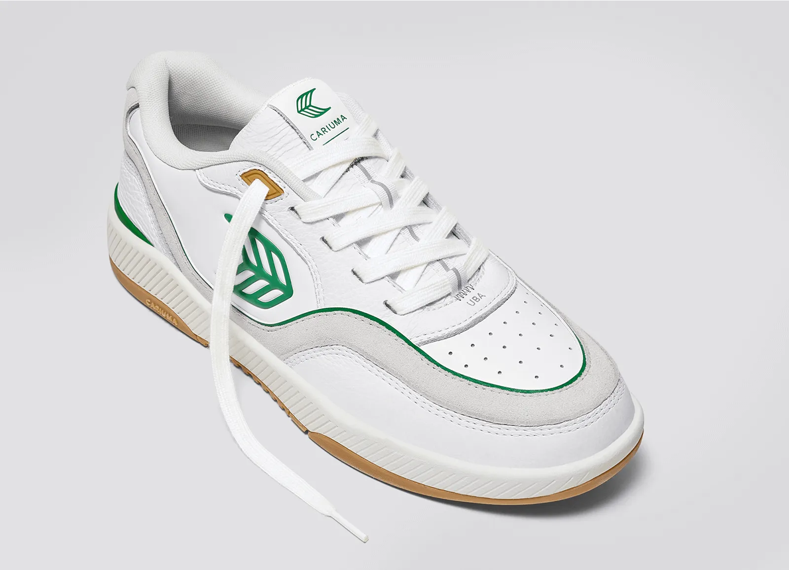 UBA Gum White Leather Green Logo Sneaker Men
