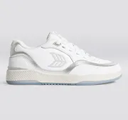 UBA White Leather Metallic Accents Ice Logo Sneaker Women