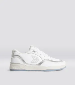 UBA White Leather Metallic Accents Ice Logo Sneaker Women