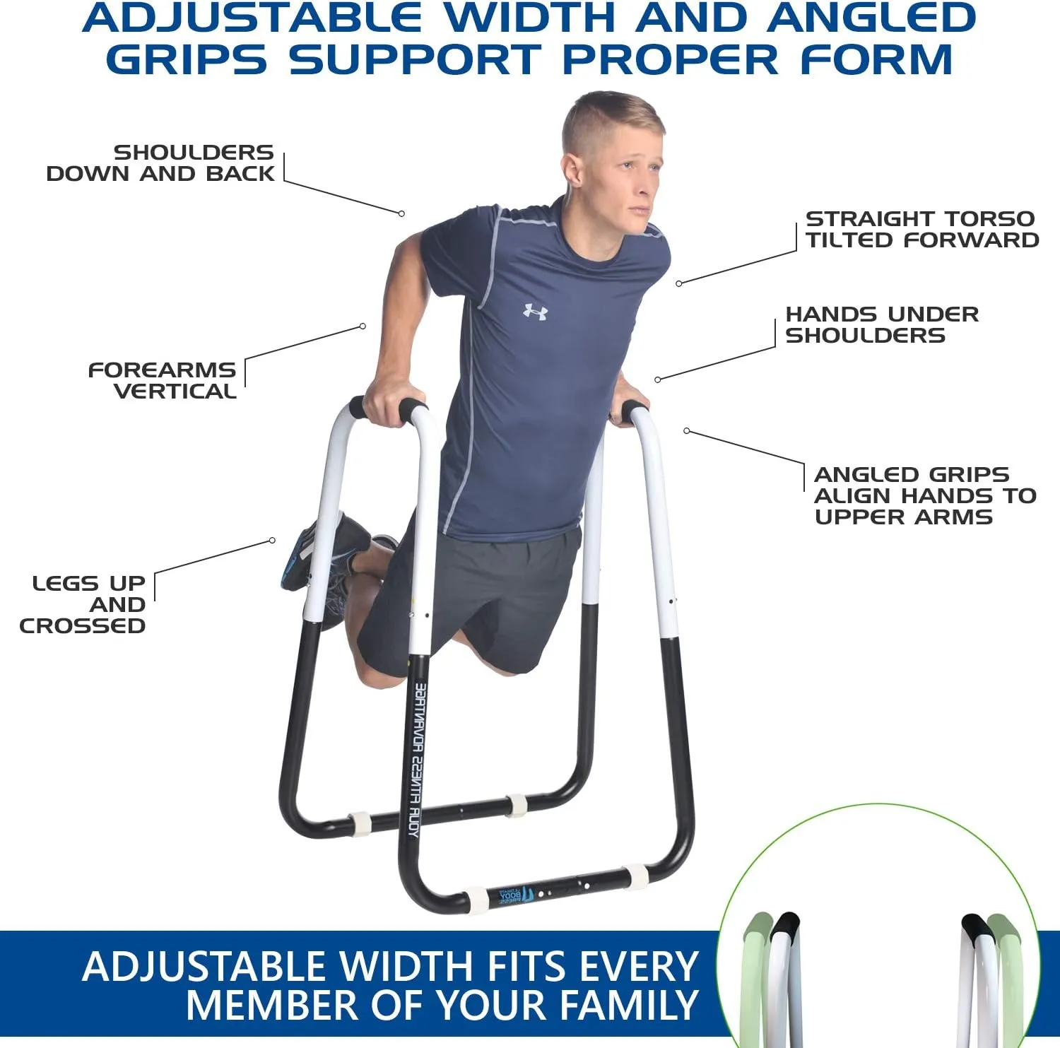 Ultimate Body Press Dip Bar Fitness Station - Adjustable Folding Dip Stand,White/Black
