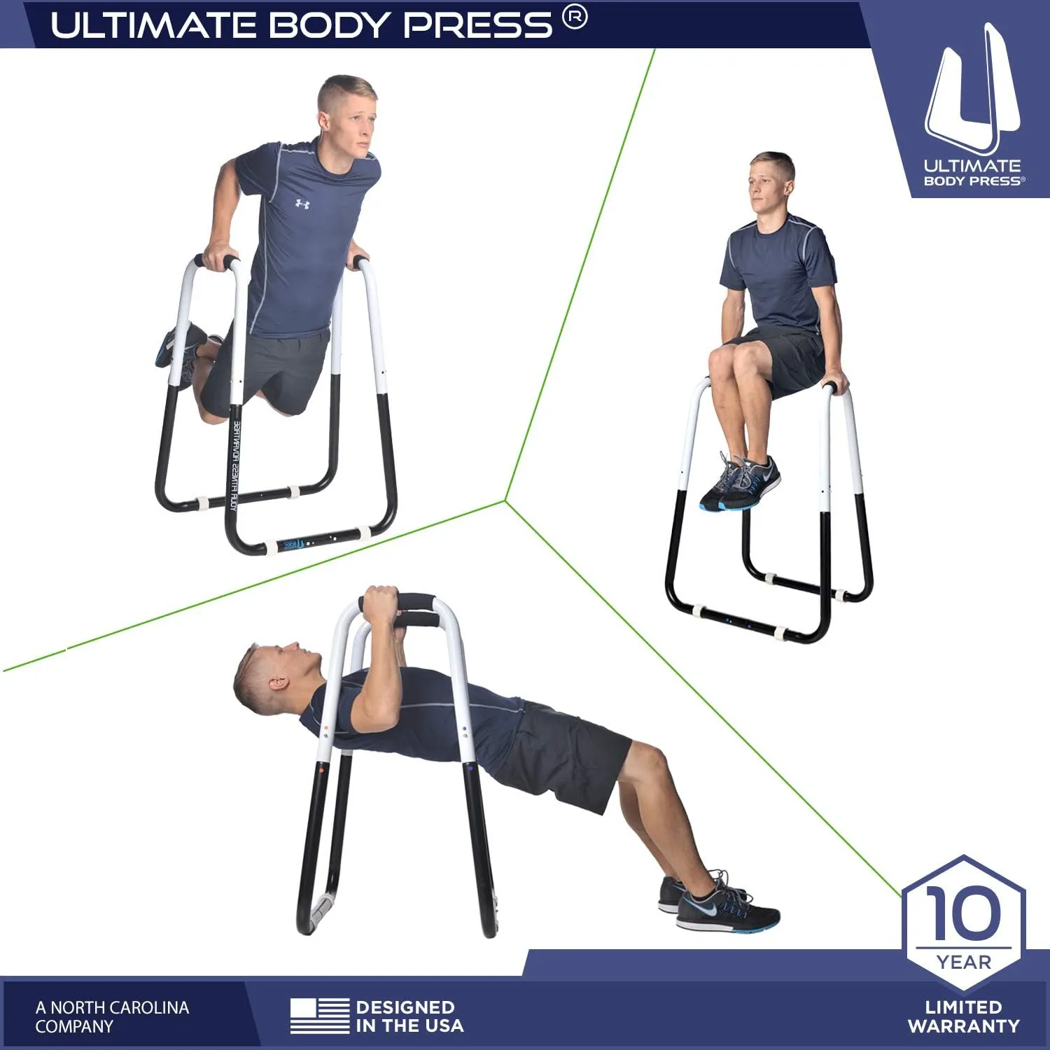 Ultimate Body Press Dip Bar Fitness Station - Adjustable Folding Dip Stand,White/Black