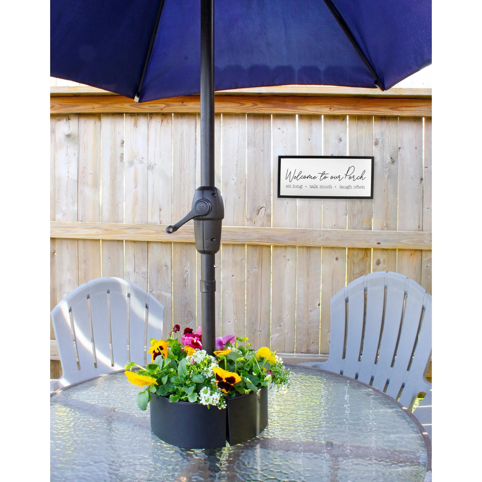 Umbrella Planter for Patio Table with Umbrella Hole (Black, Case of 4)