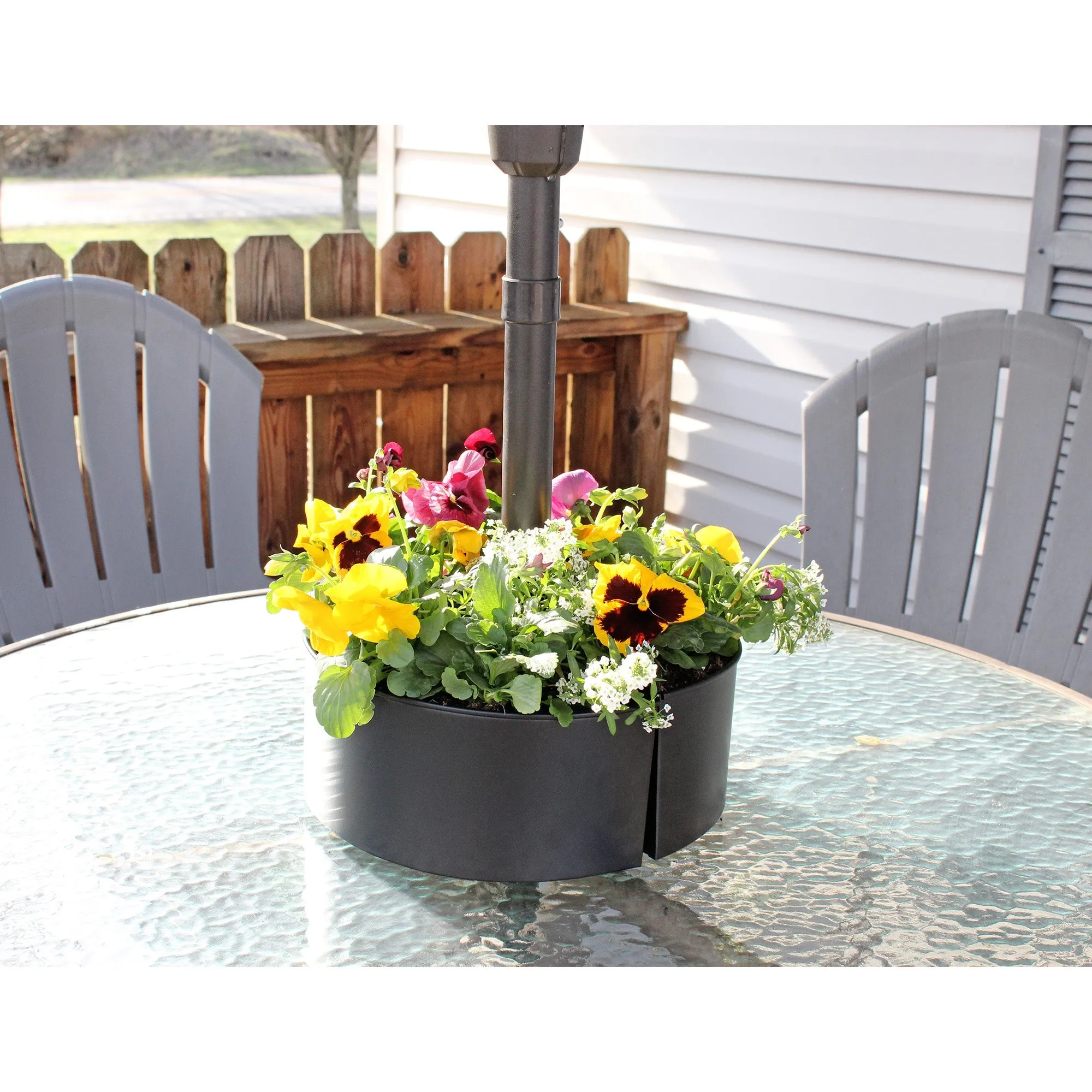 Umbrella Planter for Patio Table with Umbrella Hole (Black, Case of 4)