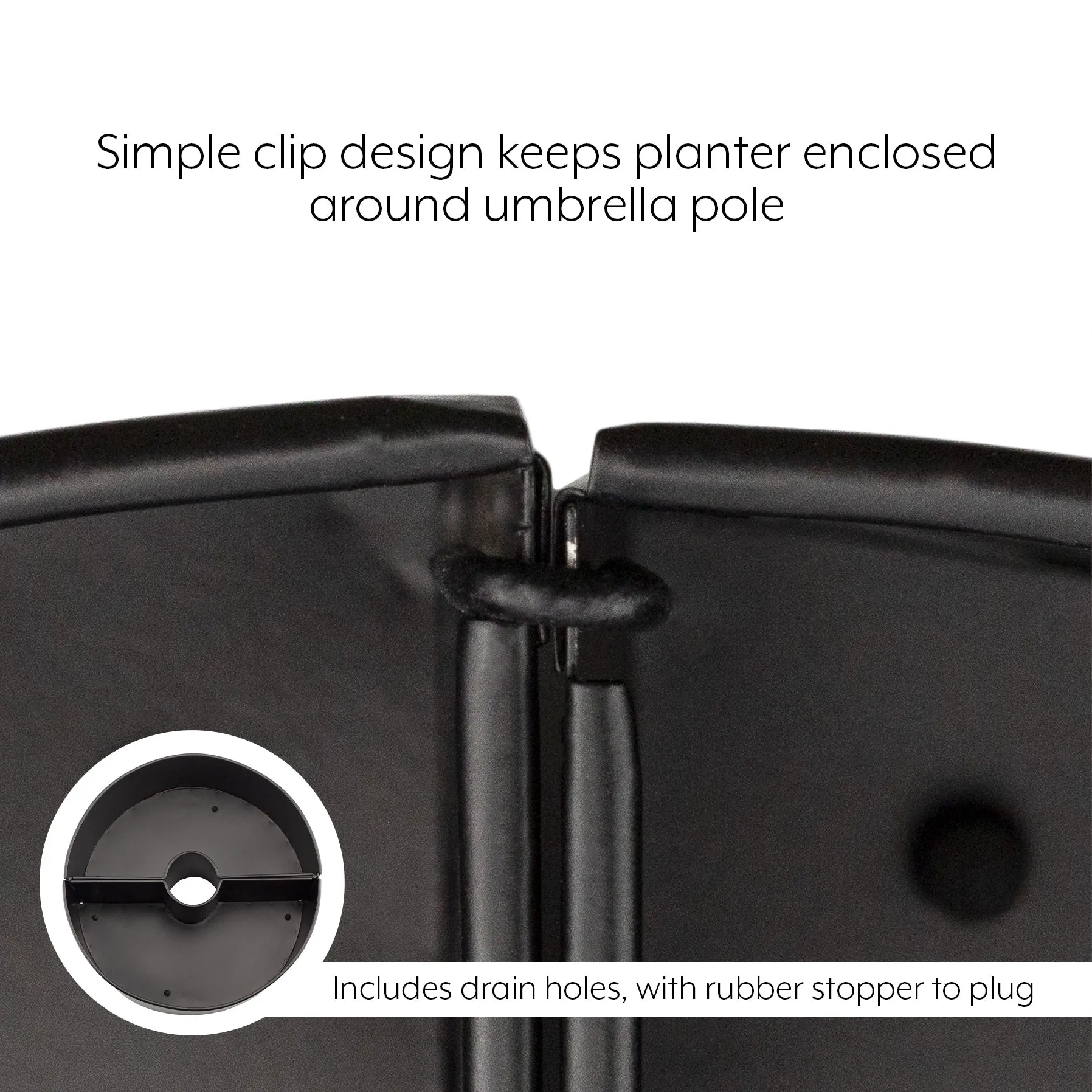Umbrella Planter for Patio Table with Umbrella Hole (Black, Case of 4)