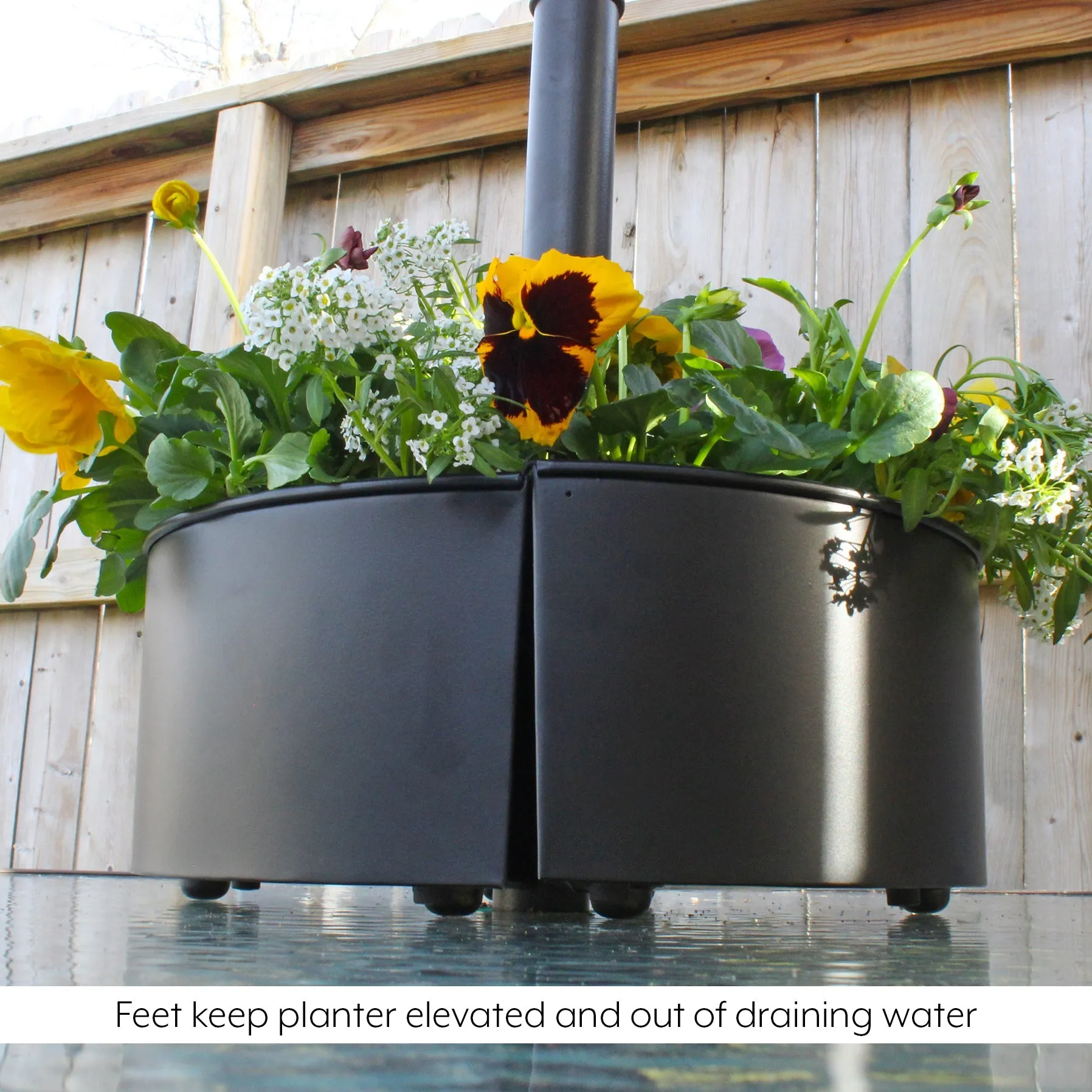 Umbrella Planter for Patio Table with Umbrella Hole (Black, Case of 4)