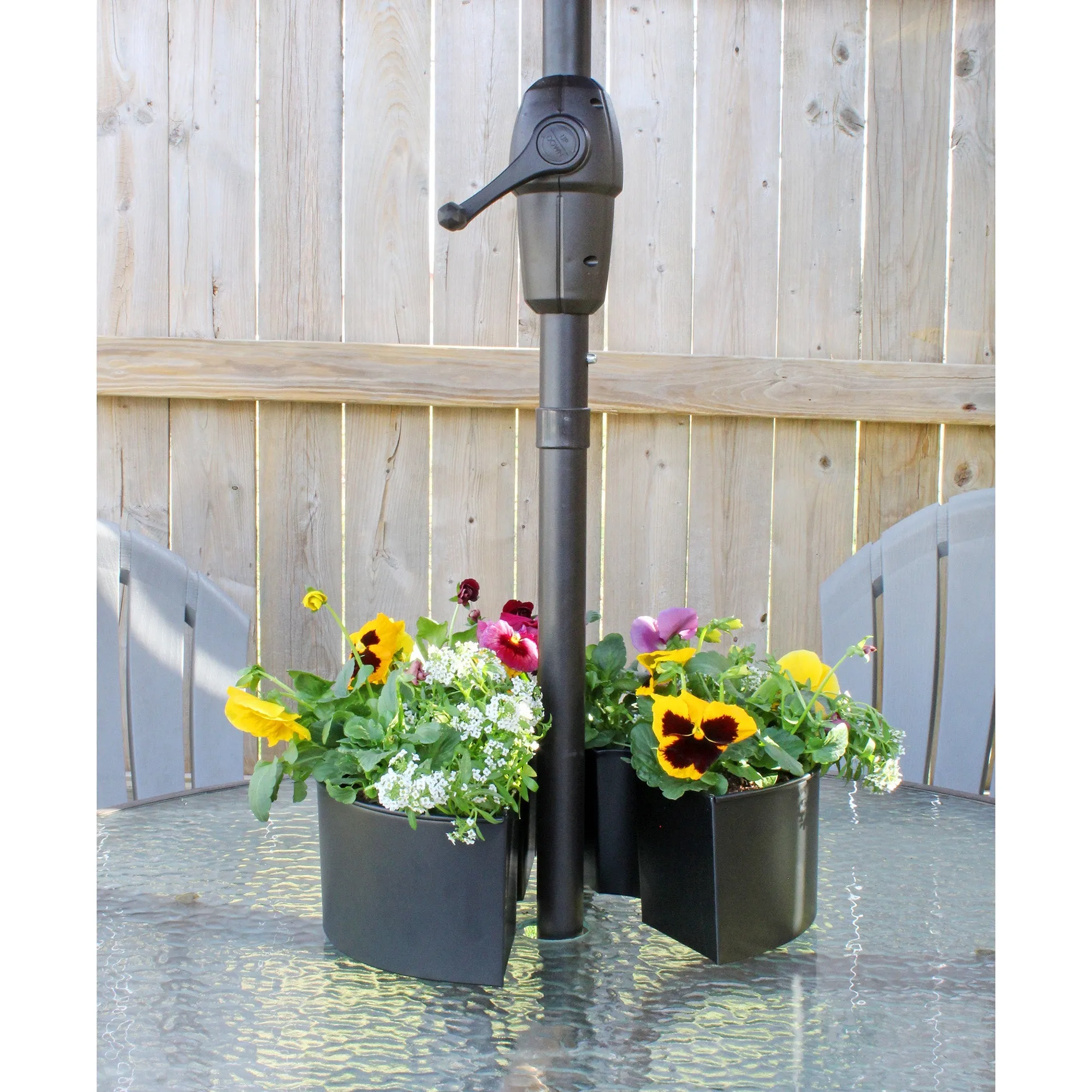 Umbrella Planter for Patio Table with Umbrella Hole (Black, Case of 4)