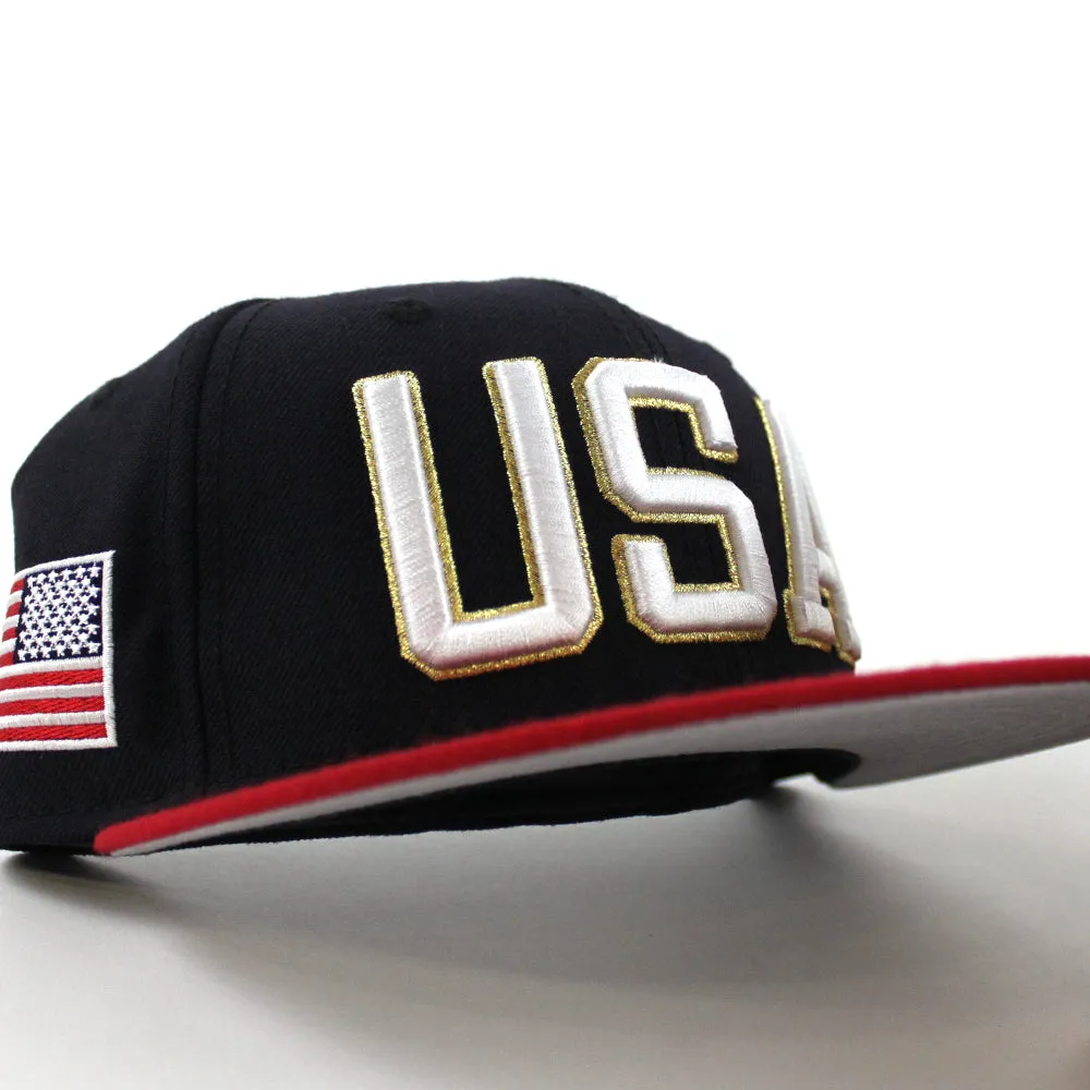 USA 59Fifty New Era Fitted Hats (Olympics Color Gray Under Brim)