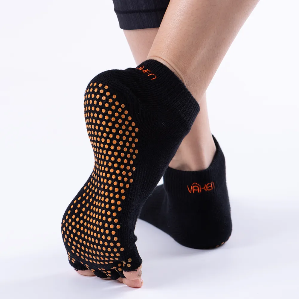 Vaken Grip Socks-1 Pair/Pack - Black Dot Orange