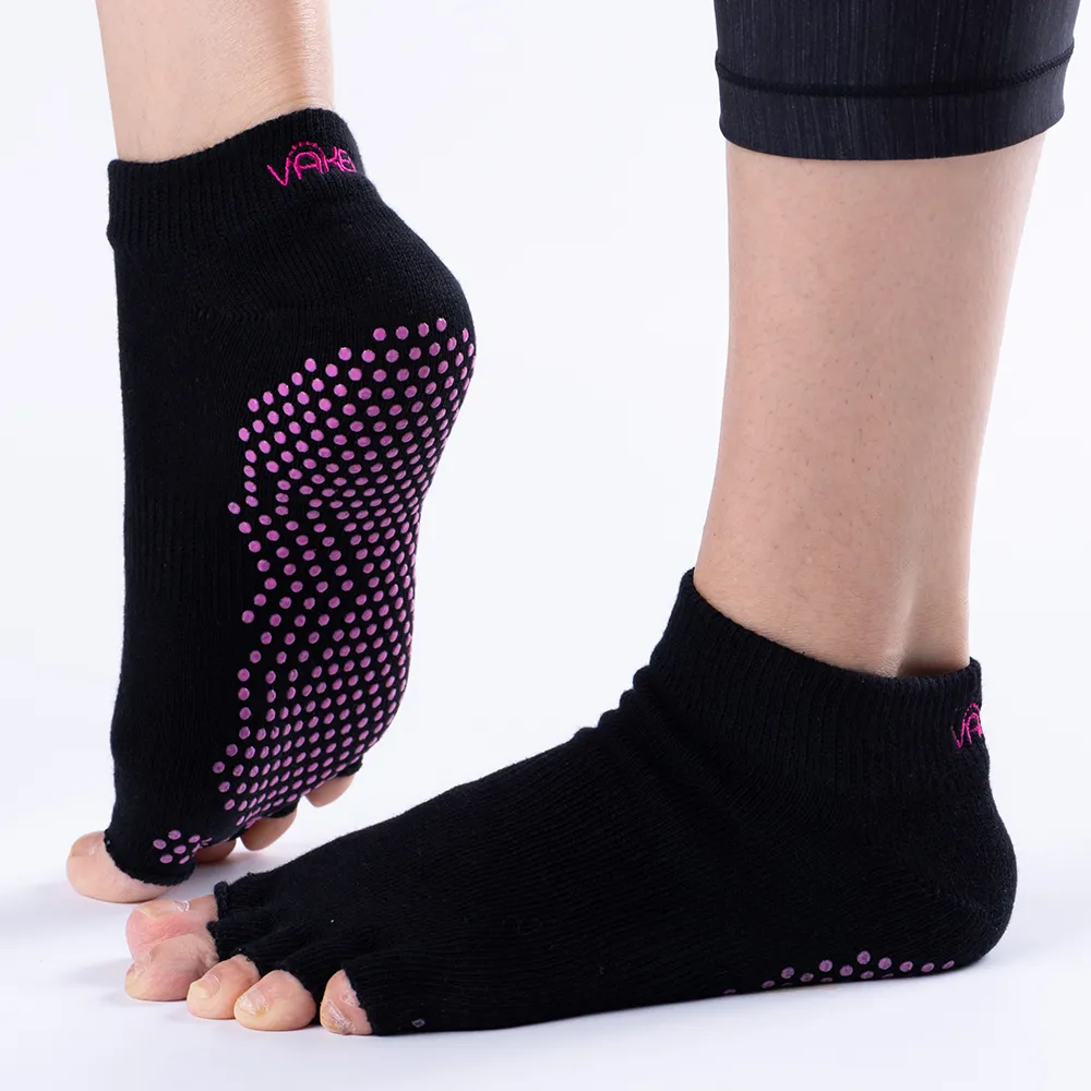 Vaken Grip Socks-1 Pair/Pack - Black Dot Pink