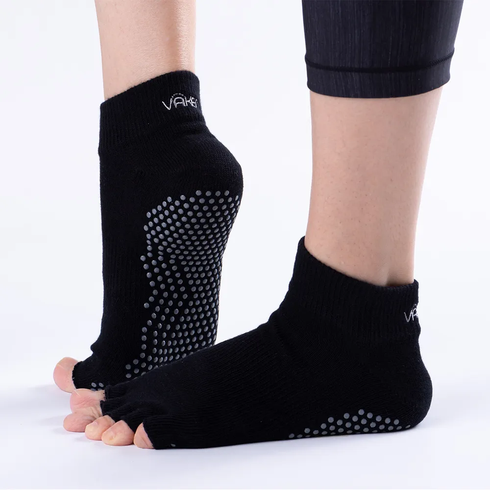 Vaken Grip Socks-2 Pairs/Pack - Black Dot Grey and Orange