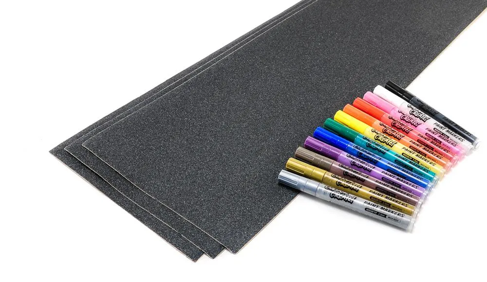 Venom Skateboards Black Grip Tape & 12 Colour Create Paint Pens Art Pack