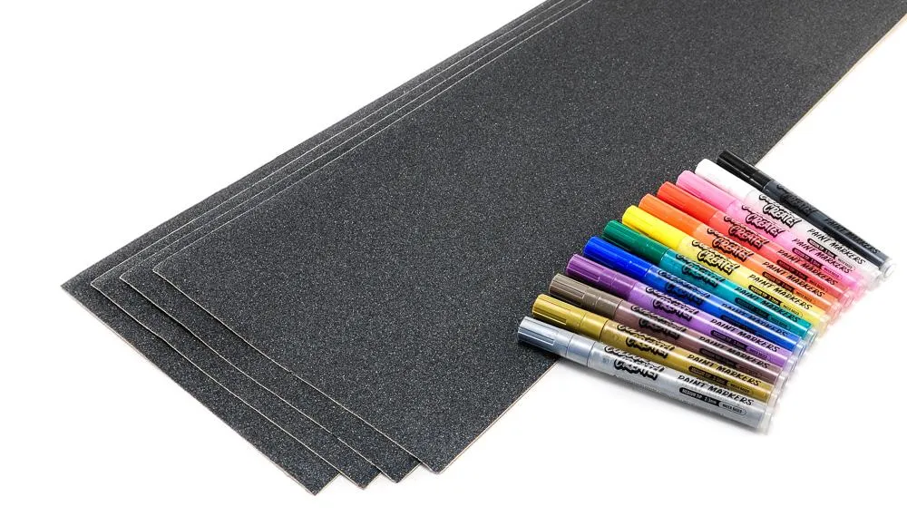 Venom Skateboards Black Grip Tape & 12 Colour Create Paint Pens Art Pack