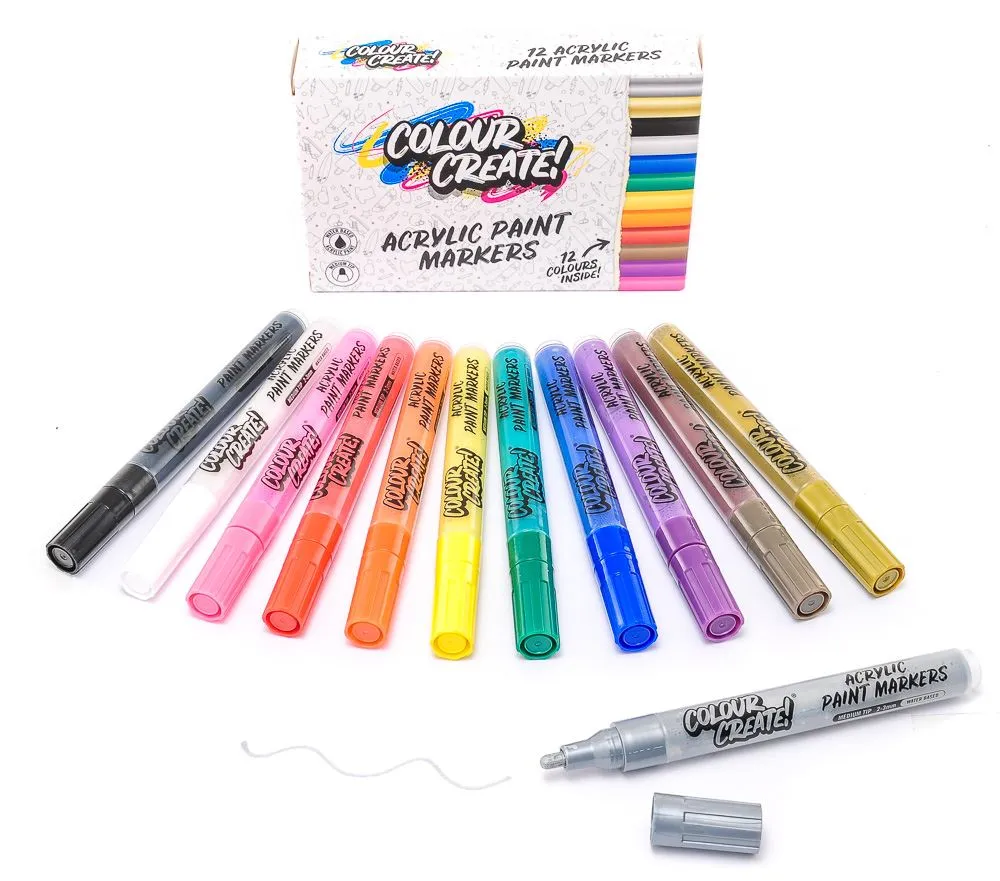 Venom Skateboards Black Grip Tape & 12 Colour Create Paint Pens Art Pack