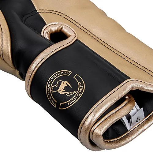 Venum Elite Boxing Gloves - Black/Gold - 12oz