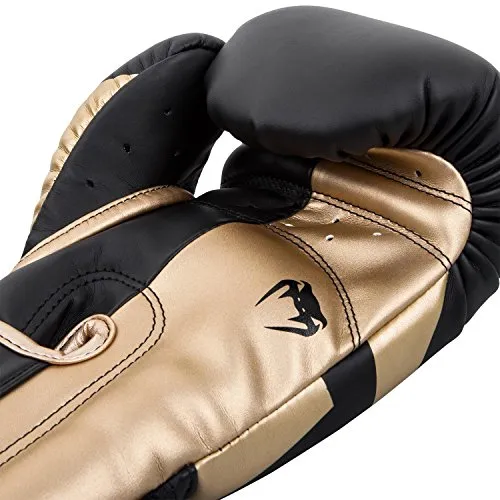 Venum Elite Boxing Gloves - Black/Gold - 12oz
