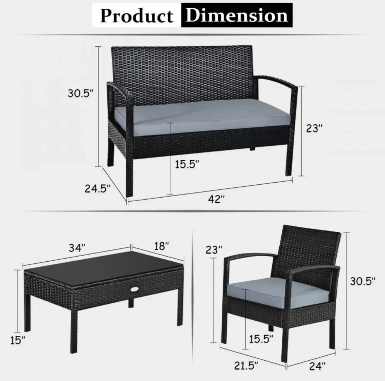 Very Relaxing & Elegant 4 Piece Patio Furniture Set Cushioned With Love Seat | Table