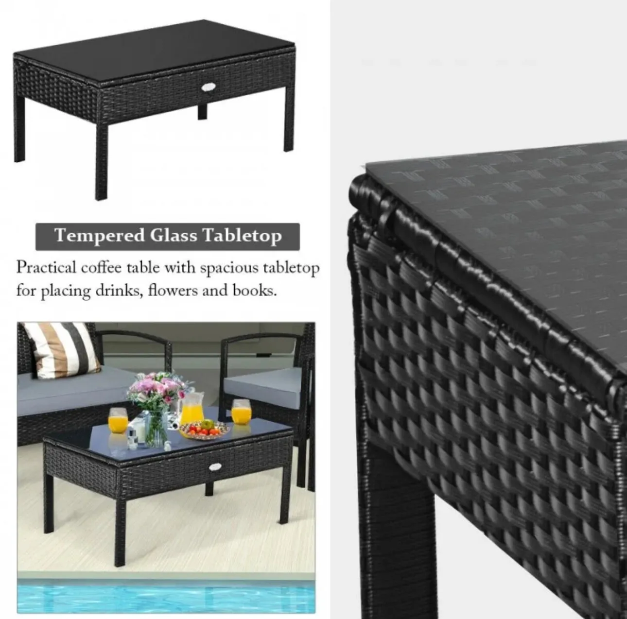 Very Relaxing & Elegant 4 Piece Patio Furniture Set Cushioned With Love Seat | Table