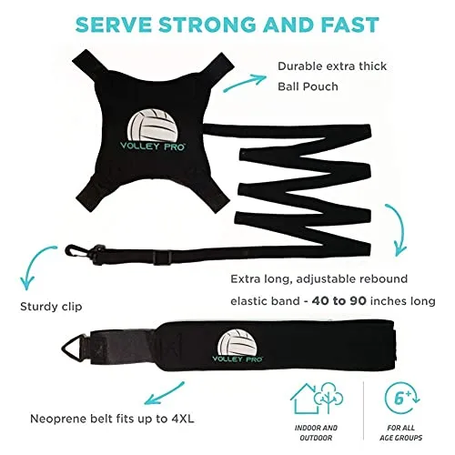 Volley Pro Premium Volleyball Rebounder & Serving Trainer.Solo Volleyball Spike Trainer for Indoor or Outdoor Spiking & Serve Practice.Volleyball Training Equipment Aid.Beginner Volleyball Server Kit