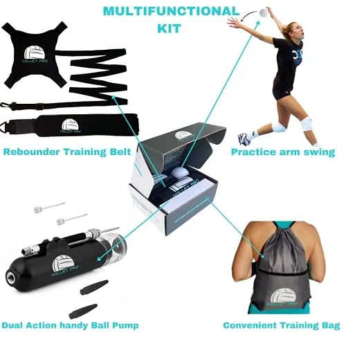 Volley Pro Premium Volleyball Rebounder & Serving Trainer.Solo Volleyball Spike Trainer for Indoor or Outdoor Spiking & Serve Practice.Volleyball Training Equipment Aid.Beginner Volleyball Server Kit