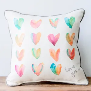 Watercolor Love You Square Pillow