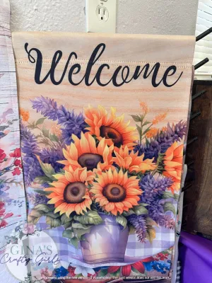 Welcome with Lavender and Sunflowers 12 x18 Double Sided Garden Flag