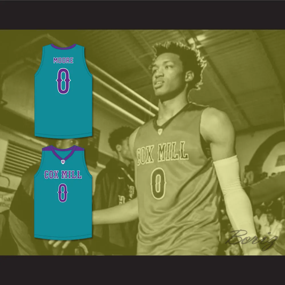 Wendell Moore Jr 0 Cox Mill High School Chargers Teal Basketball Jersey 2