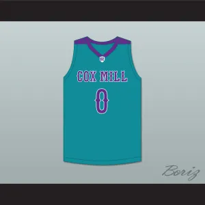 Wendell Moore Jr 0 Cox Mill High School Chargers Teal Basketball Jersey 2