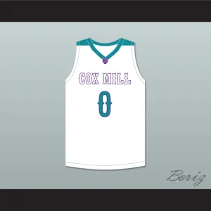 Wendell Moore Jr 0 Cox Mill High School Chargers White Basketball Jersey 2
