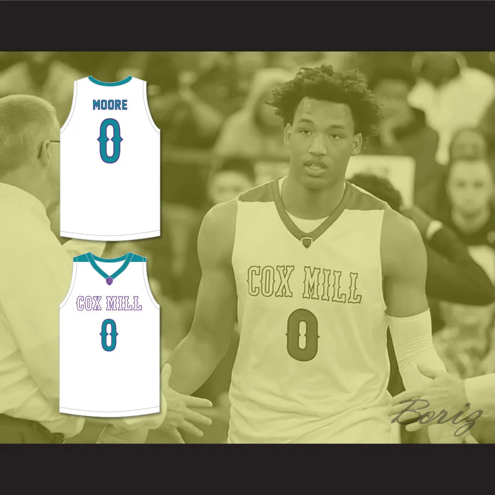 Wendell Moore Jr 0 Cox Mill High School Chargers White Basketball Jersey 2