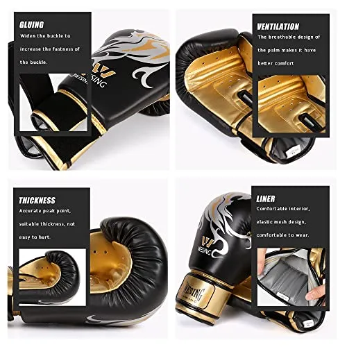 Wesing Pro Grade Boxing Gloves for Women and Men, Kickboxing Bagwork Gel Sparring Training Gloves Muay Thai Style Punching Bag Mitts