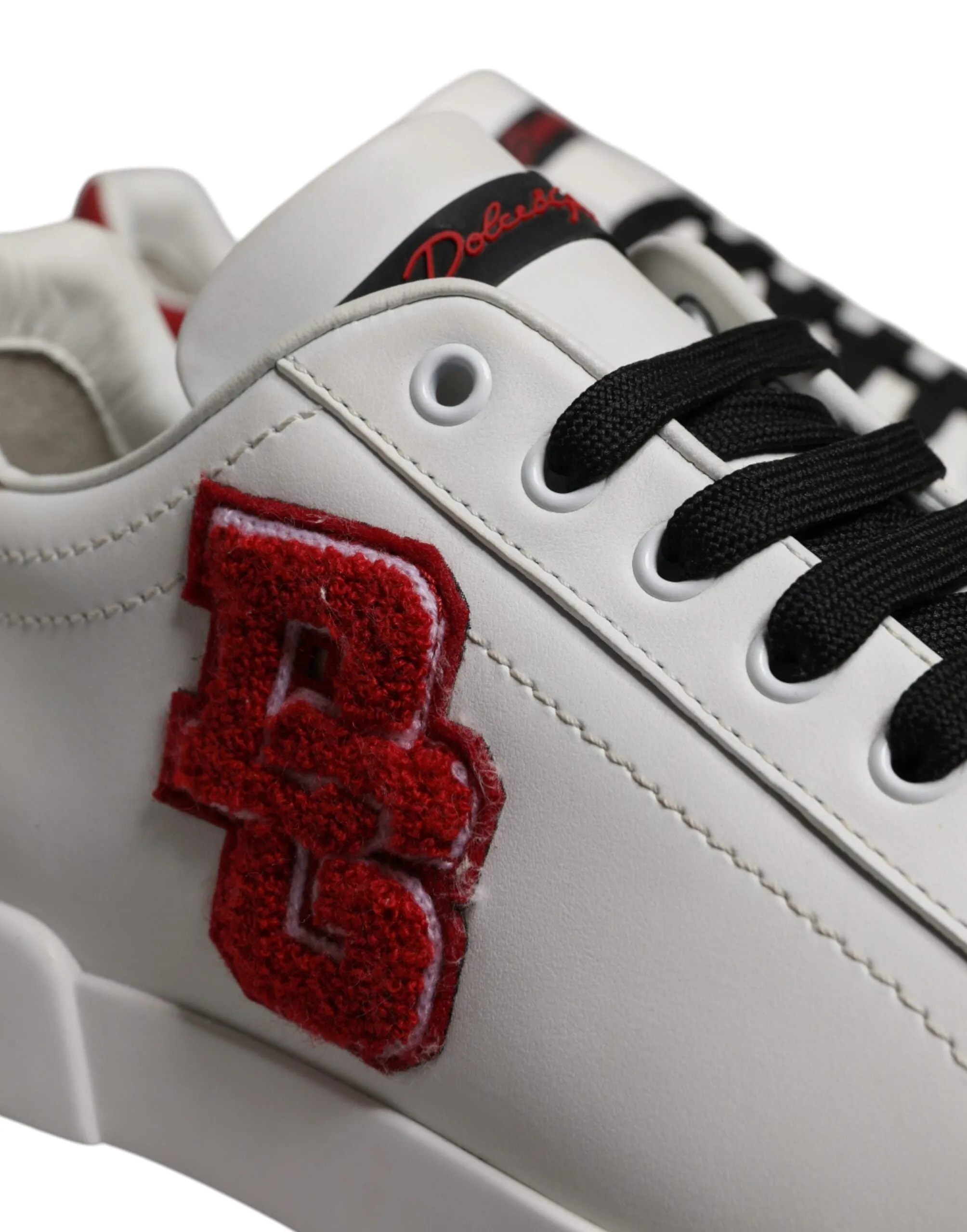 White Leather DG Logo Low Top Sneakers Shoes