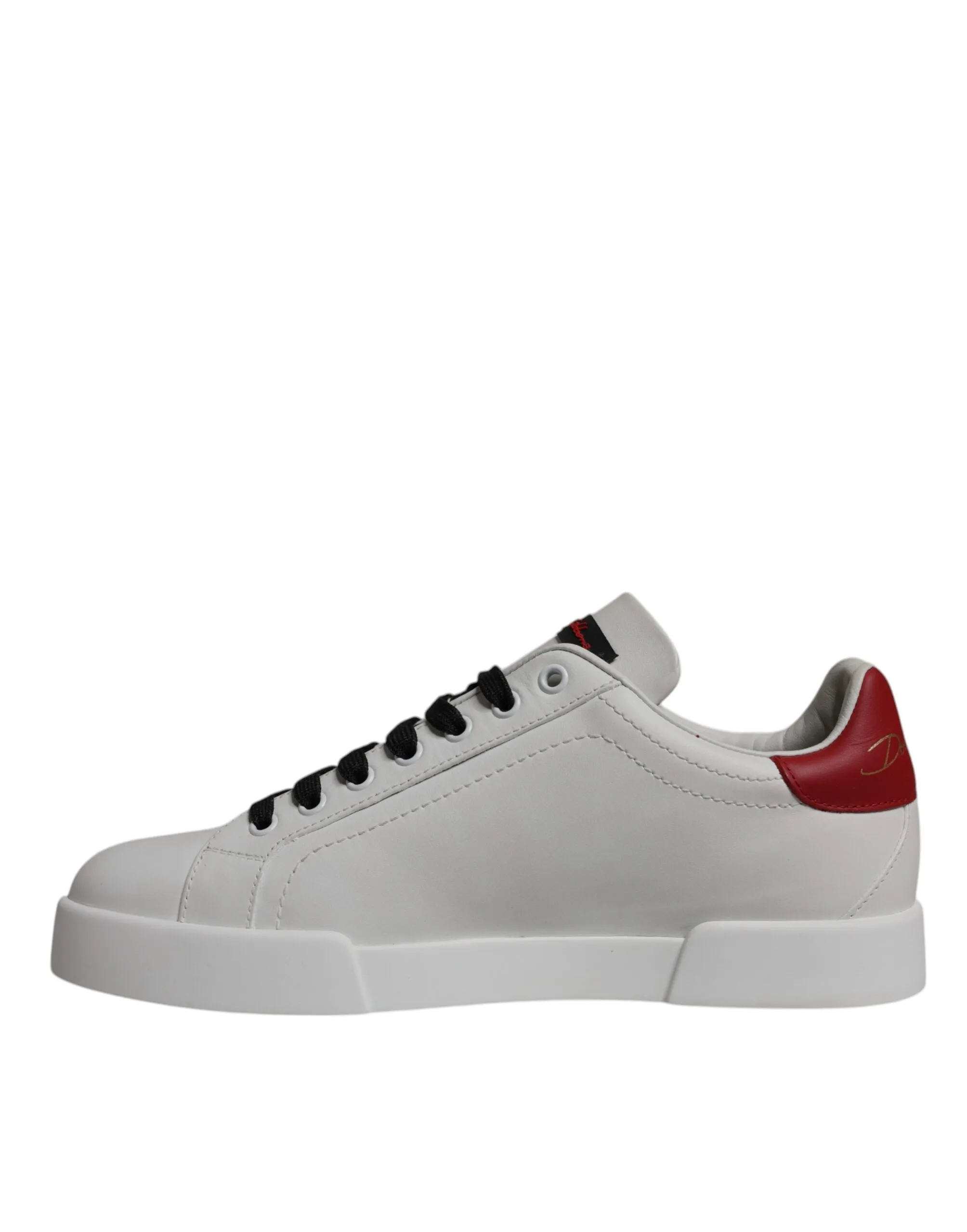 White Leather DG Logo Low Top Sneakers Shoes