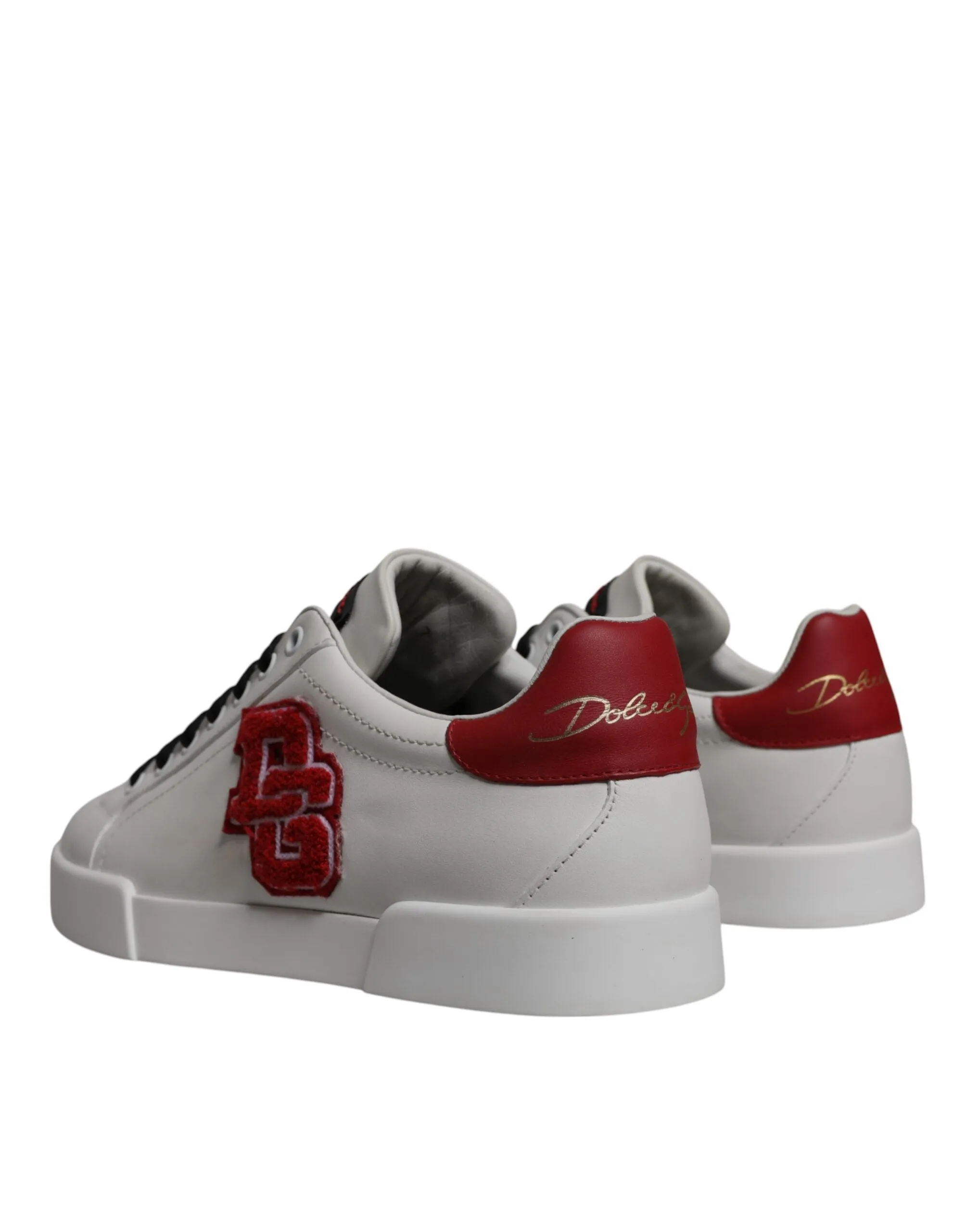 White Leather DG Logo Low Top Sneakers Shoes