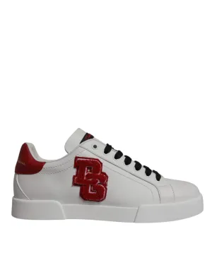 White Leather DG Logo Low Top Sneakers Shoes