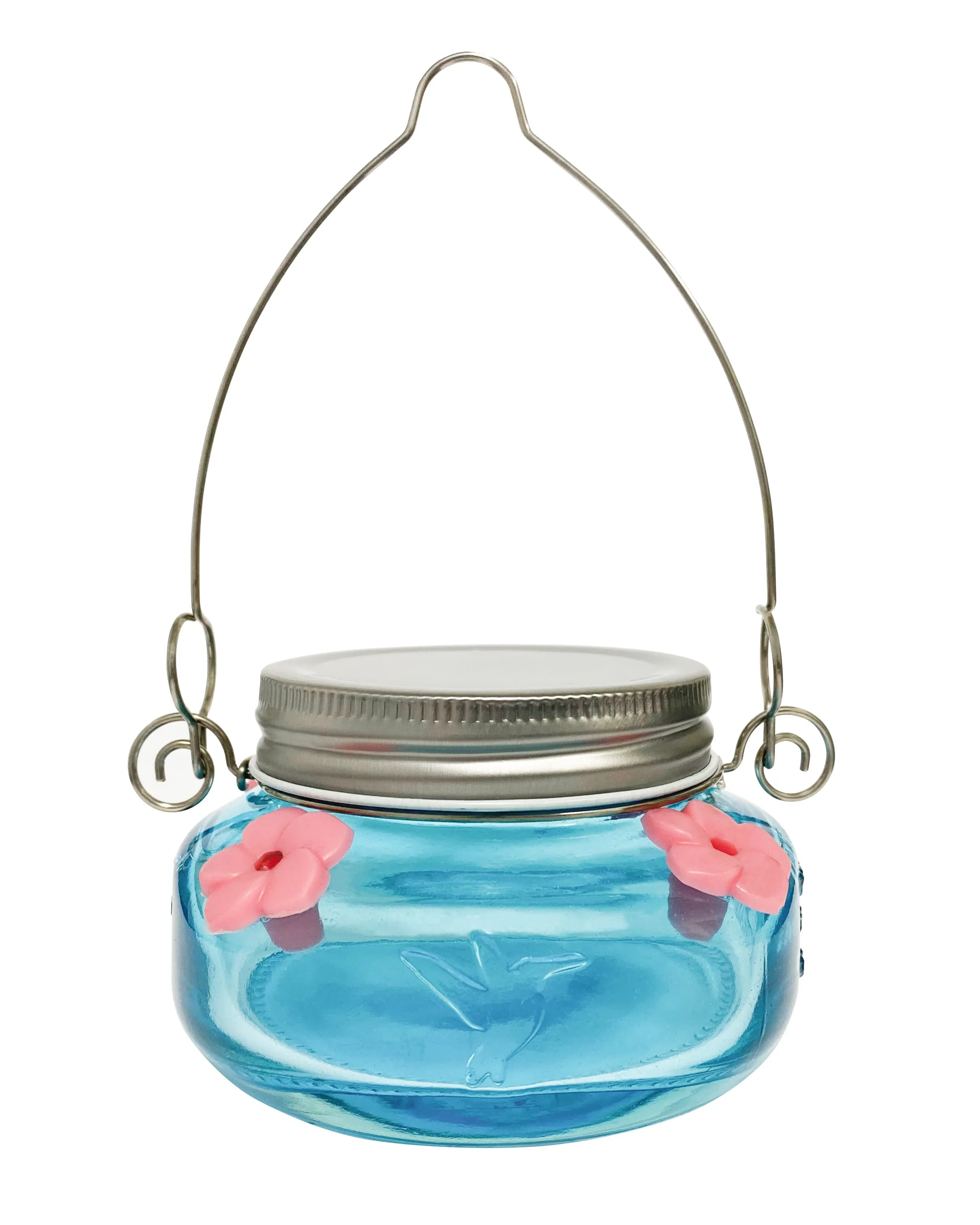 Wild Wings Antique Teal Mason Jar Hummingbird Feeder Durable Glass Dish 6 ounce