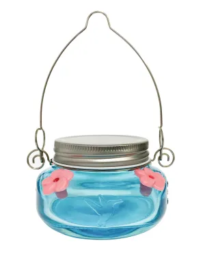 Wild Wings Antique Teal Mason Jar Hummingbird Feeder Durable Glass Dish 6 ounce