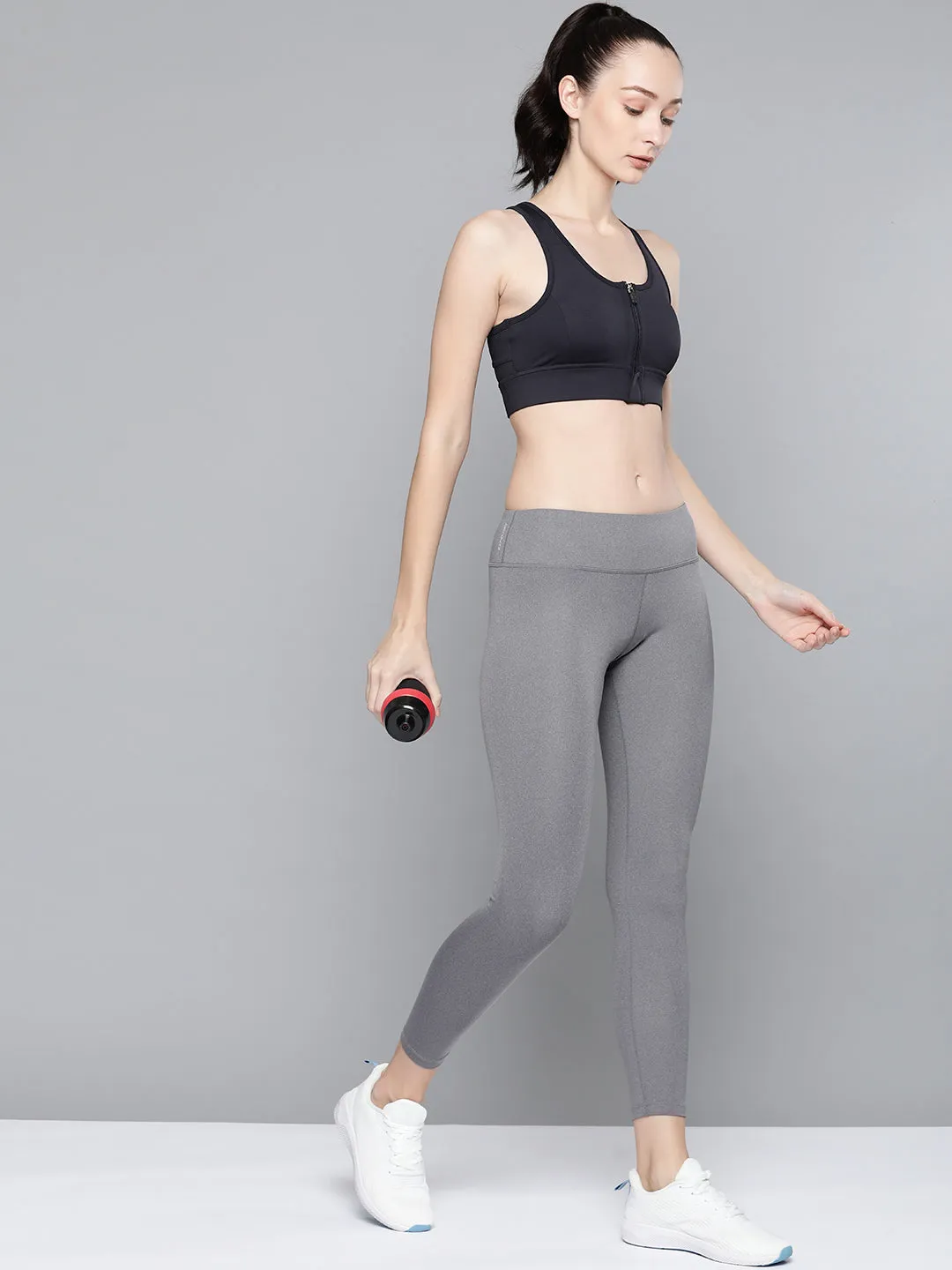Women's detachable zip-up training Navy Blue sports bra