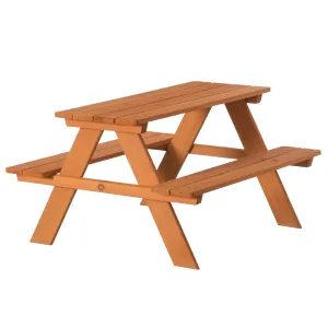 Wooden Kids Outdoor Picnic Table for Garden and Backyard Stained Brown