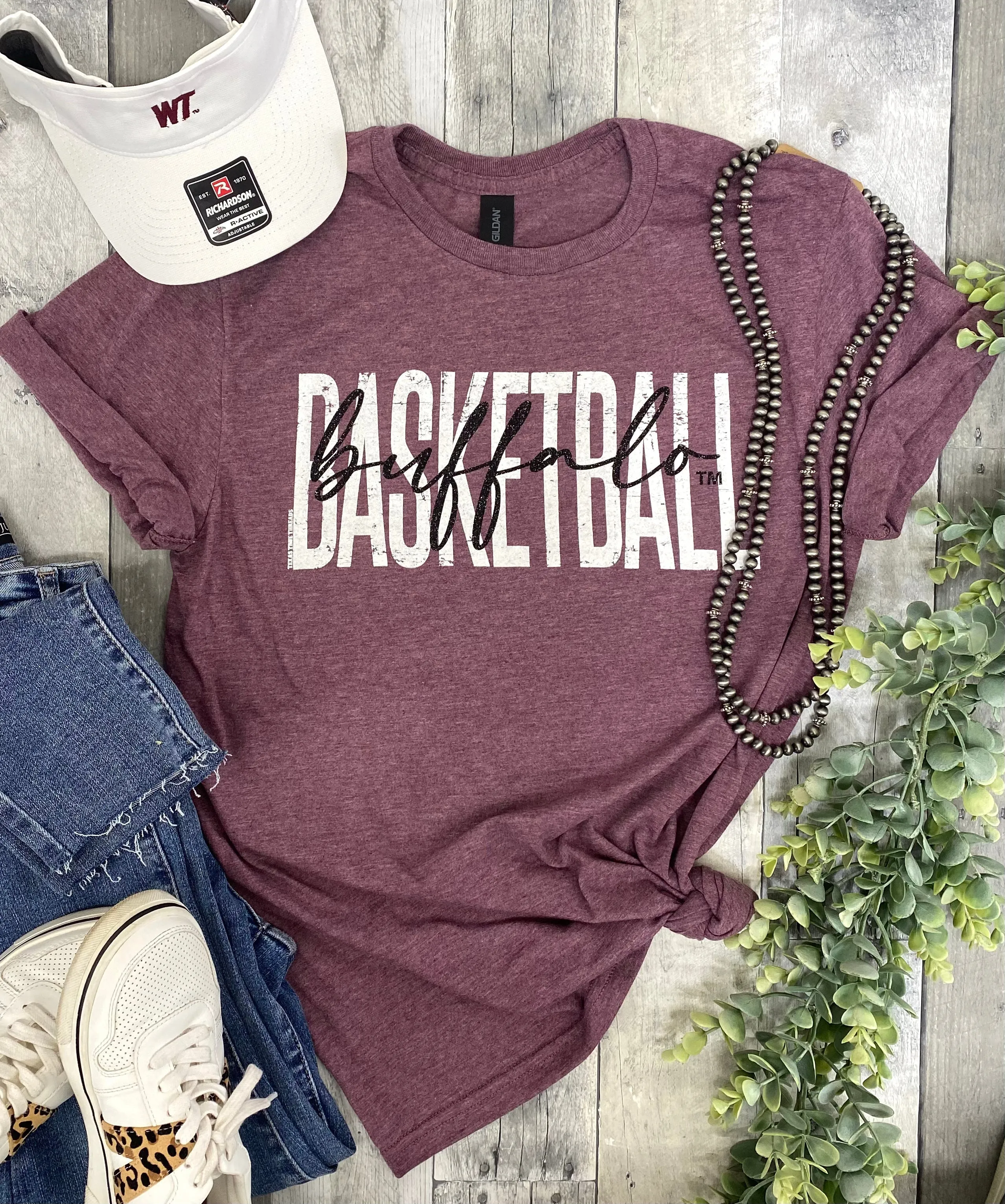 WTAMU Buffalo Basketball Maroon Tee