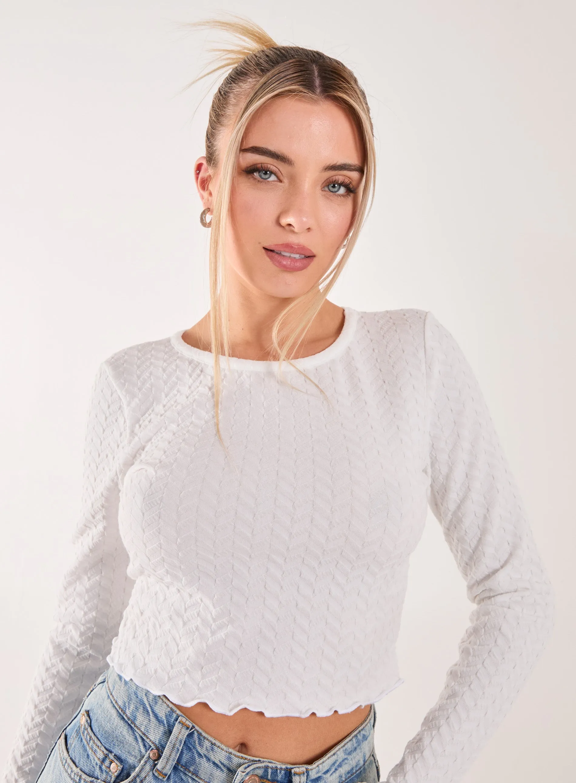 Zig Zag Jersey Long Sleeve Top