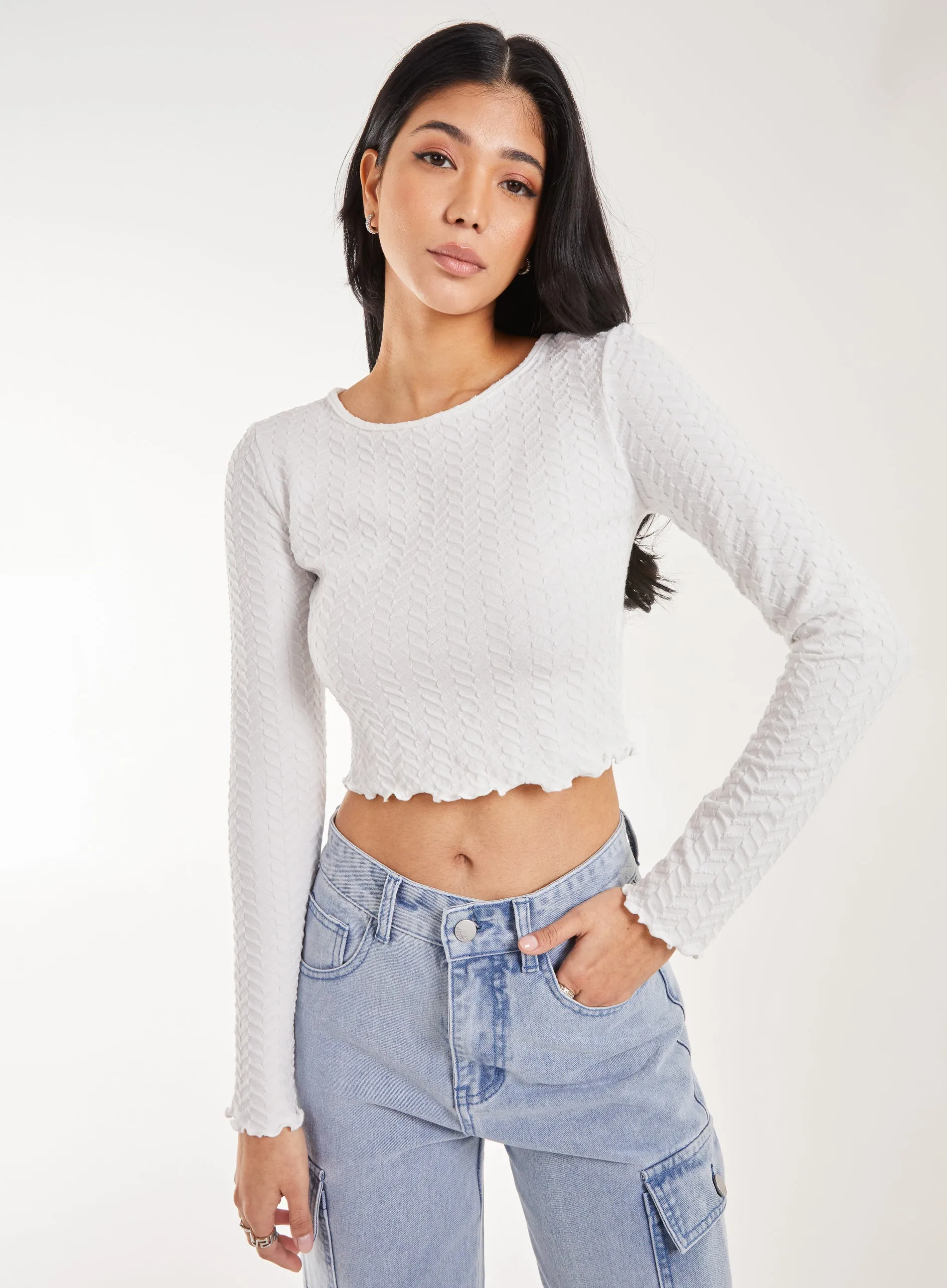 Zig Zag Jersey Long Sleeve Top