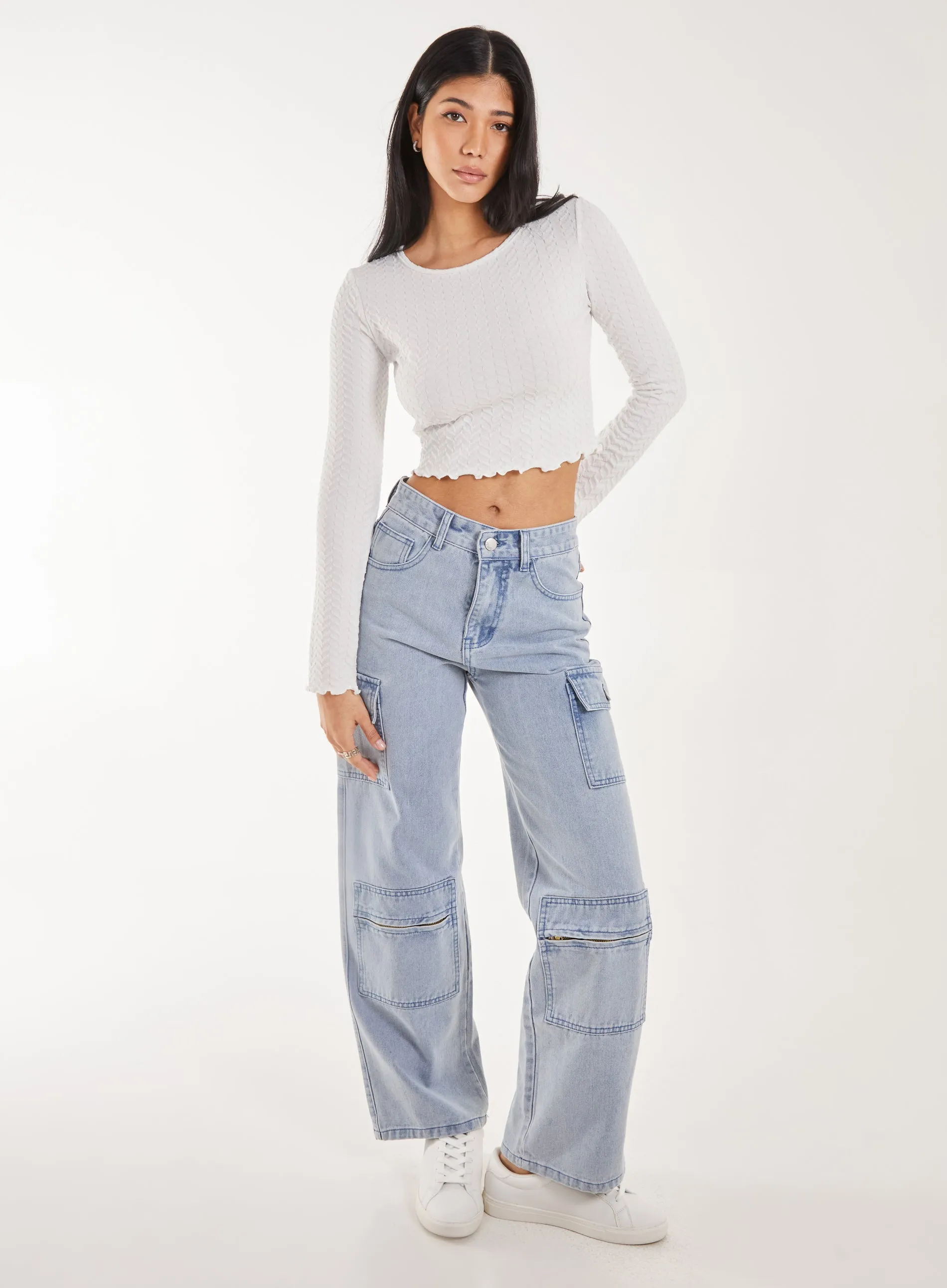 Zig Zag Jersey Long Sleeve Top