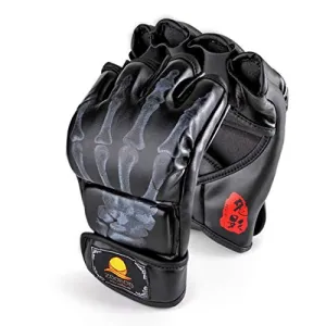 ZooBoo Punching Gloves, Half-Finger Boxing Fight Gloves MMA Mitts with Adjustable Wrist Band for Sanda Sparring Bag Training (One Size Fits Most)