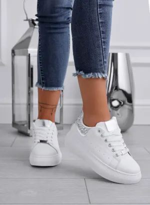 ZORA - Sneakers bianche con retro glitter argento
